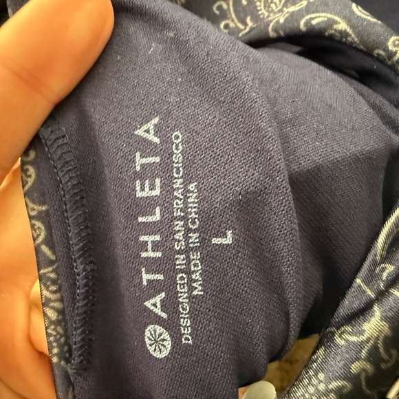 NWT Athleta Navy Blue & White Bikini Top - Size Large - Picture 5 of 5